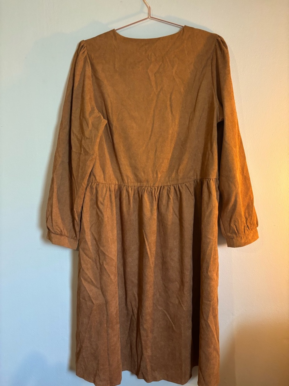 SKIMS Button-Front Midi Dress in Rust Brown - Picture 2 of 3